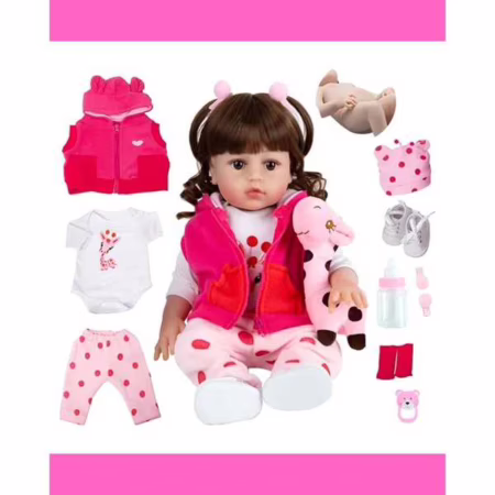 Bebê Reborn Girafinha Itens Incluso Pelúcia Premium Presente