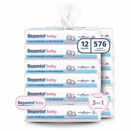 Bepantol Baby Kit 576 Lenços Umedecidos,12 Pacotes com 48 Unidades