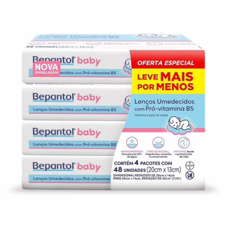 Bepantol Baby Leve 4 Pague 3 Kit 192 Lenços Umedecidos