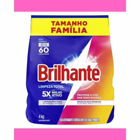 Brilhante Lava-Roupas Em Pó Roupas Brancas E Coloridas Limpeza Total Pacote Tamanho Família 4 Kg (Pacote De 1)