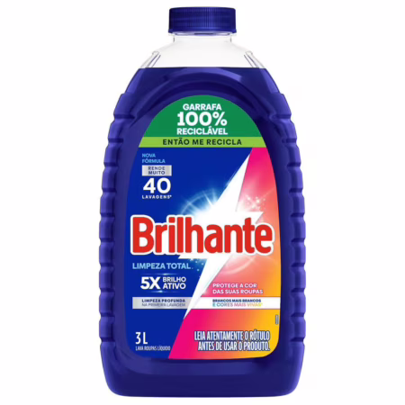 Brilhante Limpeza Total - Lava Roupas Líquido 3L