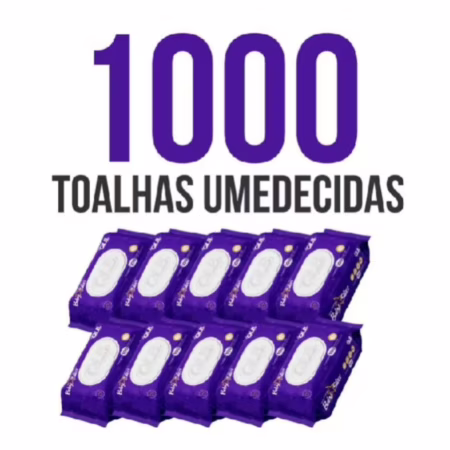 Caixa com 10 Lenços/Toalhas Umedecidas Baby Star Roxa c/ 100 Unidades Cada – Tampa FlipTop