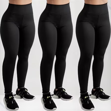 Calça Legging Kit 3 Grossa Suplex Cós Alto Leg Reforçada