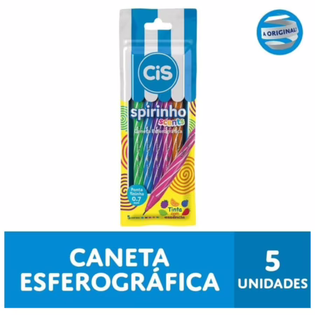 Caneta Esferográfica - CIS Spirinho Scents - Estojo com 5 cores