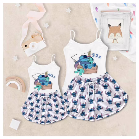 Conjunto Kit Tal Mãe e Filha Pijama Feminino Stitch