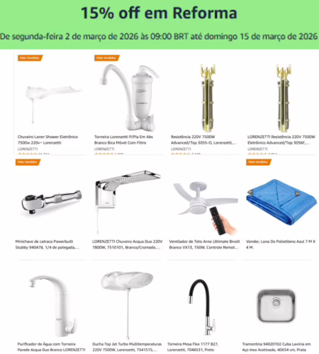 🚨 CUPOM AMAZON: 15% off em Reforma ‼️