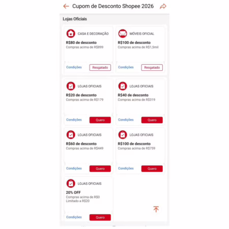 CUPONS SHOPEE RENOVADOS