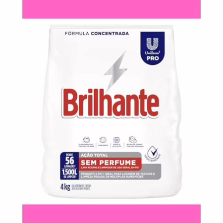Detergente em Pó Brilhante Sem  Perfume 4kg