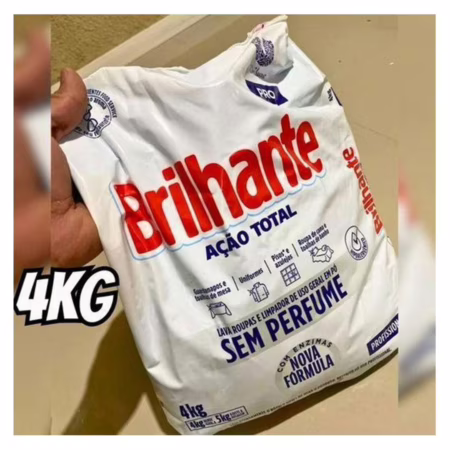 Detergente em Pó de Uso Geral sem Perfume Brilhante Limpeza Total Pro Pacote 4kg, Brilhante