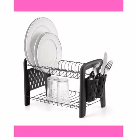 🛍️ Escorredor De Pratos Duplo Desmontavel Black Arthi