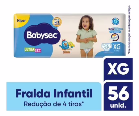 Fralda Babysec Ultrasec Galinha Pintadinha XG com 56
