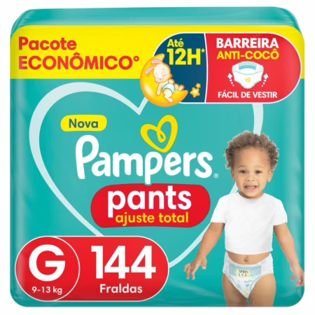Fralda Descartável Pampers Pants Ajuste Total - Tamanho G, 144 Unidades