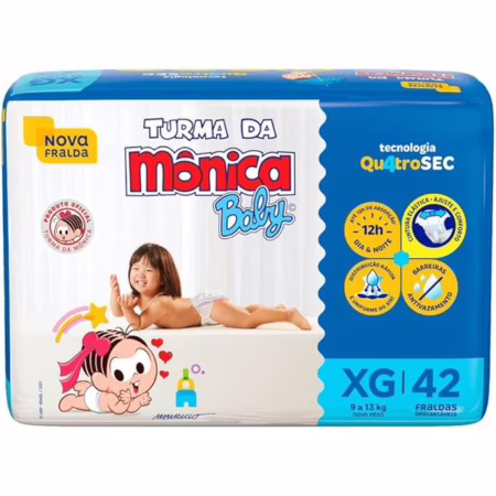 Fralda Descartável Turma Da Mônica Baby Xg Pacote 42 Unidades Sem Gênero