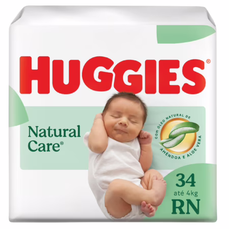 Fralda Huggies Natural Care RN com 34 Unidades