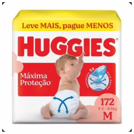 Fralda Huggies Supreme Care M com 172 unidades