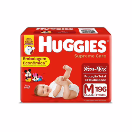 Fralda Huggies Supreme Care  M com 196 unidades