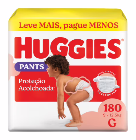 Fralda Huggies Supreme Care Roupinha G com 180 unidades (3x60 unidades)