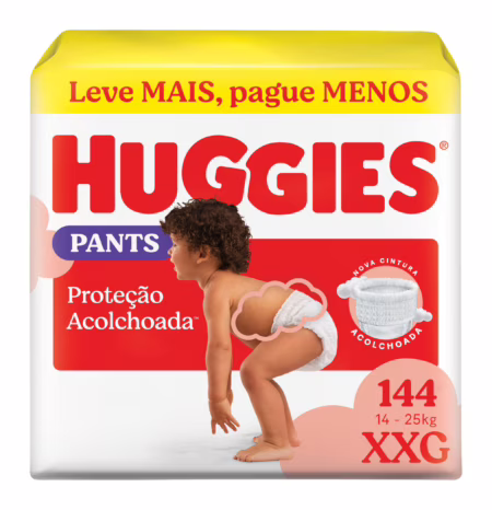 Fralda Huggies Supreme Care Roupinha XXG com 144 unidades (3x48 unidades)
