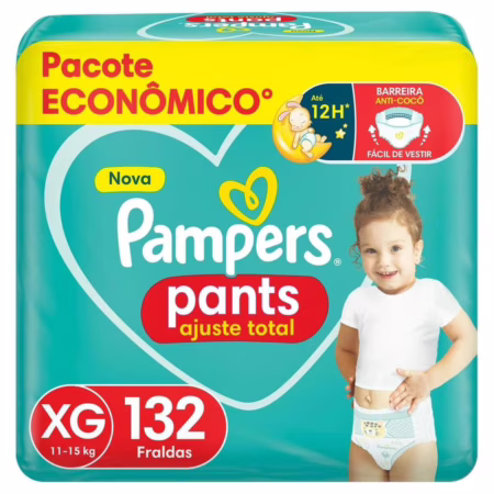 Fralda Pampers Ajuste Total Pants XG 132 unidades
