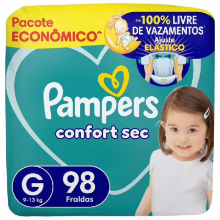 Fralda Pampers Confort Sec G com 98 Unidades