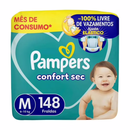 Fralda Pampers Confort Sec M com 148 Unidades