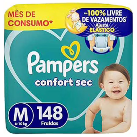 Fralda Pampers Confort Sec Tamanho M 148 Unidades