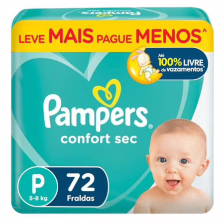 Fralda Pampers Confort Sec Tamanho P 72 Unidades