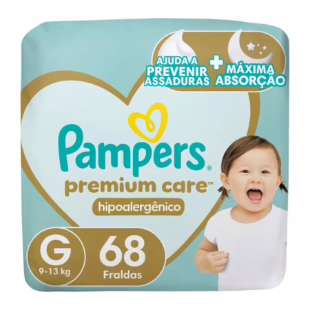 Fralda Pampers Premium Care G com 68 unidades