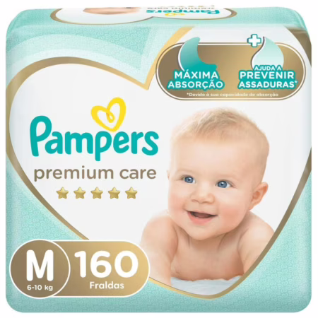 Fralda Pampers Premium Care M - 160 fraldas