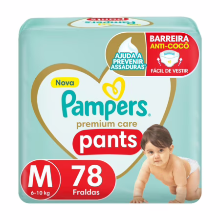 Fralda Pampers Premium Care Pants M com 78 Unidades