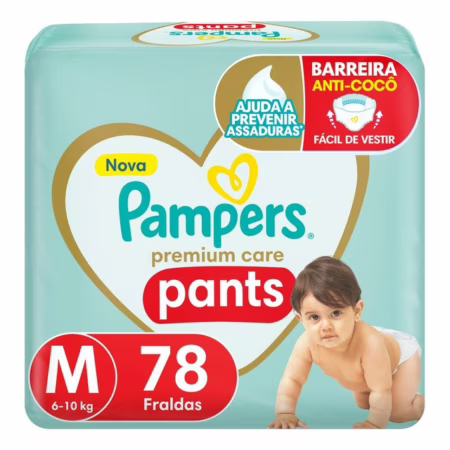 Fralda Pampers Premium Care Pants Tamanho M 78 Unidades Sem Gênero