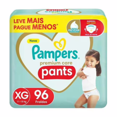 Fralda Pampers Premium Care Pants Tamanho XG 96 Unidades