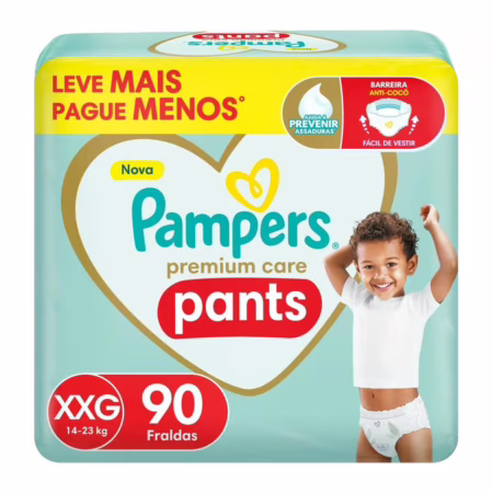 Fralda Pampers Premium Care Pants Tamanho XXG 90 Unidades