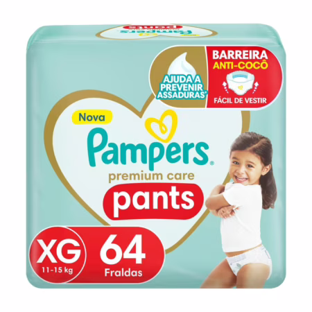 Fralda Pampers Premium Care Pants XG com 64
