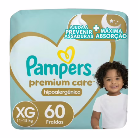 Fralda Pampers Premium Care XG com 60 Unidades