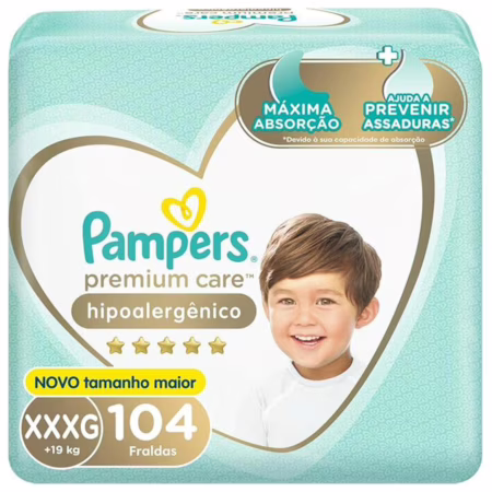 Fralda Pampers Premium Care XXXG com 104 Unidades