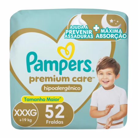 Fralda Pampers Premium Care XXXG com 52 Unidades