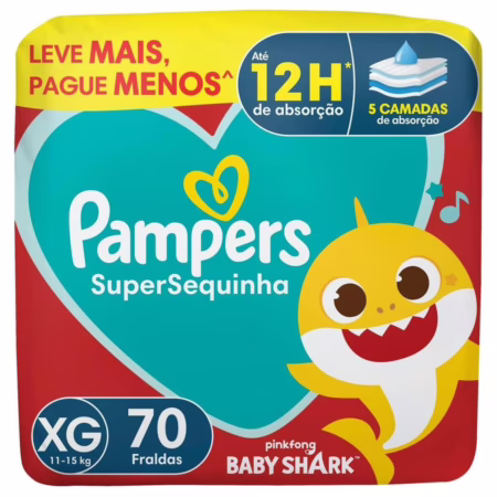 Fralda Pampers Supersequinha Tamanho XG 70 Unidades