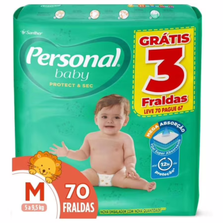 Fralda Personal Baby Protect&Sec M com 70 unidades