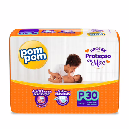 Fralda Pom Pom Protek Proteção de Mãe P com 30 Unidades