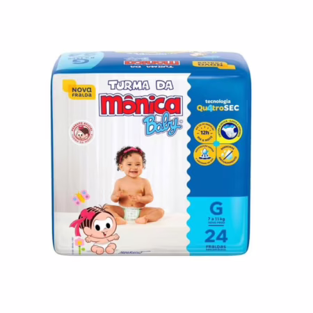 Fralda Turma da Mônica Baby Jumbo G 24 Unidades