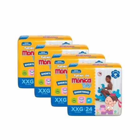 🛍️Fralda Turma da Mônica Baby Shortinho Jumbo XXG 96 Unidades