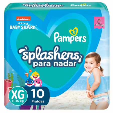 Fraldas Descartáveis Para Água Pampers Splashers Baby Shark XG