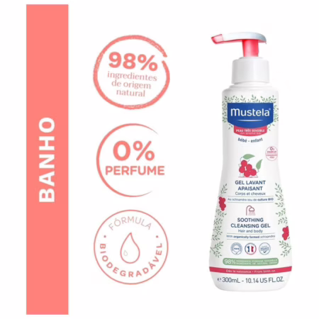 Gel Lavante Calmante Sabonete Líquido sem Fragrância para Pele Muito Sensível e Sensibilizada - Mustela 300ml