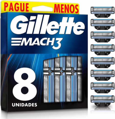 🔥Gillette Mach3 - Carga para Aparelho de Barbear, Leve 8 Pague 6