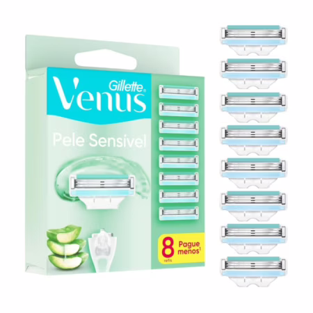 Gillette Venus Pele Sensível Carga para Aparelho de Depilar com Aloe Vera, 8 uds