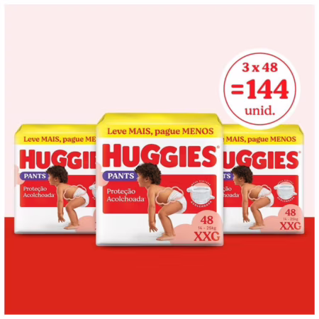 Huggies Fralda Pants Descartável Proteção Acolchoada XXG - 144 fraldas