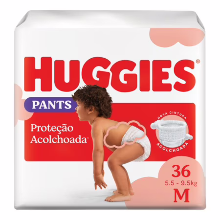 🛍️Huggies Fralda Pants Roupinha Proteção Acolchoada M - 36 Un