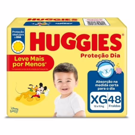🛍️Huggies Fralda Proteção Dia Tam. XG - 48 unidades