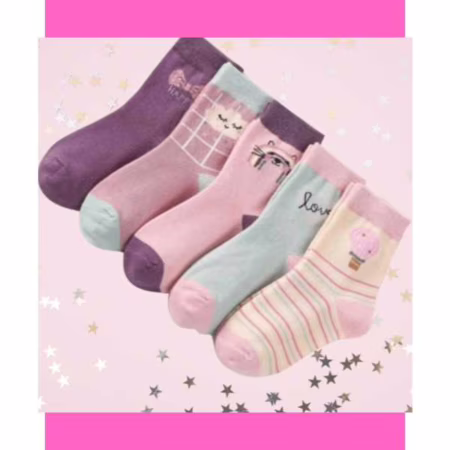Kit 03/06/12/15/18 Pares de Meia Infantil Feminina Menina  Criança 2 a 8 anos